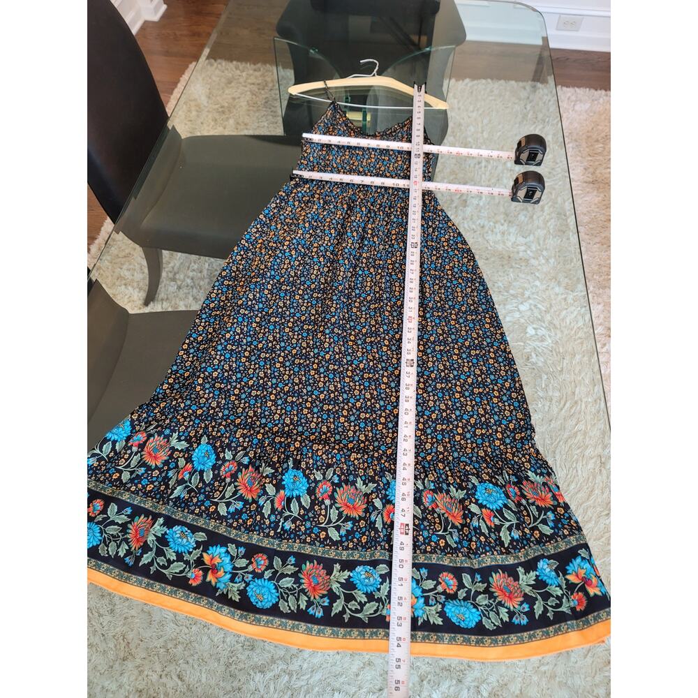Angashion Maxi Dress Women's Medium Multi Cotton Floral Ruffled Hem Spaghetti - Picture 12 of 14